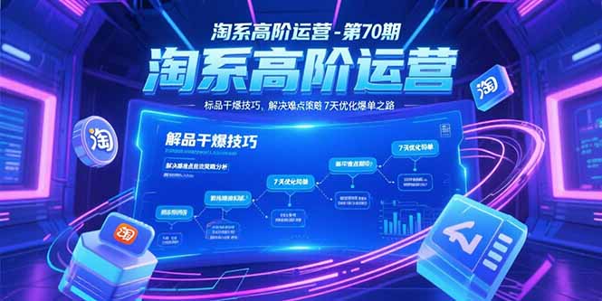 淘系高阶运营-第70期，标品干爆技巧，解决难点策略，大佬操盘方法-贝贝云网创
