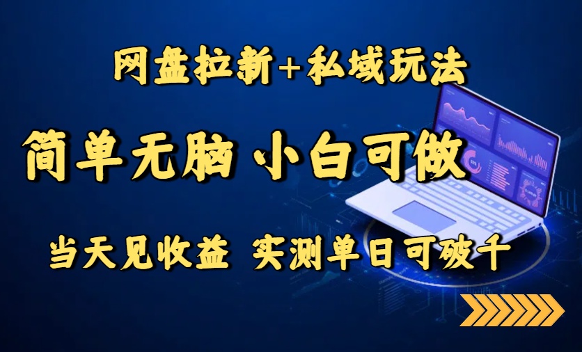 网盘拉新+私域玩法，简单无脑，小白可做，当天见收益，实测单日可破千-贝贝云网创
