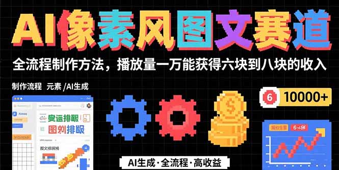 AI像素风图文赛道：全流程制作方法，播放量一万能获得6块到8块的收入-贝贝云网创