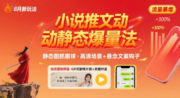 8月小说推文全新玩法，动静态图片+搭配小说文案爆量玩法-贝贝云网创