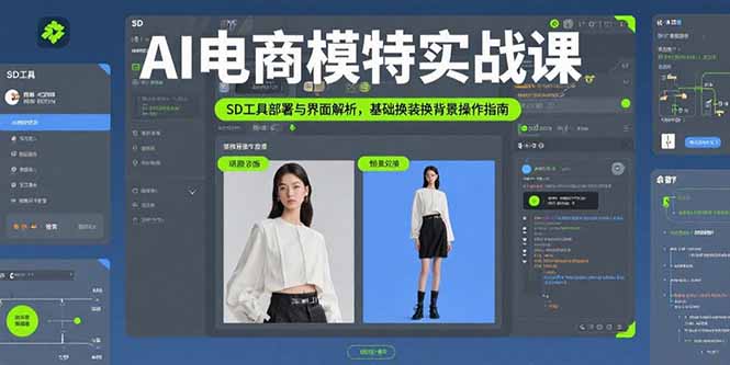 AI电商模特实战课，SD工具部署与界面解析，基础换装换背景操作指南-贝贝云网创