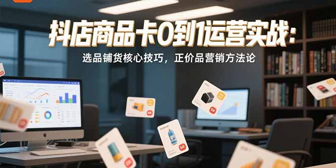 抖店商品卡0到1运营实战：选品铺货核心技巧，正价品营销方法论-贝贝云网创