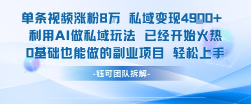 单条视频私域变现4.9k+利用AI做私域玩法 已经开始火热0基础也能做的副业项目轻松上手-贝贝云网创