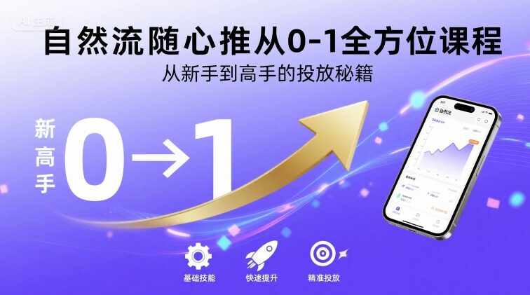 自然流随心推从0-1全方位课程，从新手到高手的投放秘籍-贝贝云网创