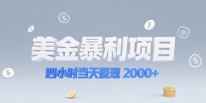 美金暴利项目，四小时当天提现 2000+机会留给会选赛道的人-贝贝云网创