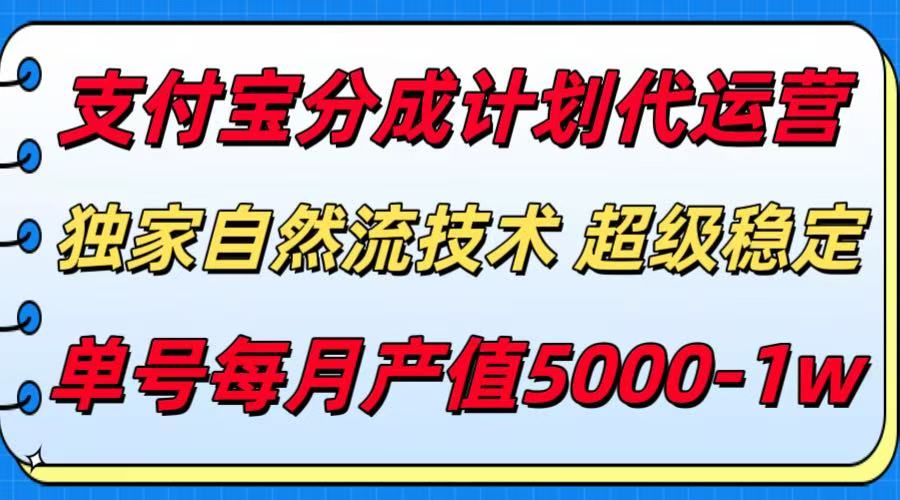 支付宝分成计划代运营，独家自然流技术，收益稳定，单号月产5000＋-贝贝云网创