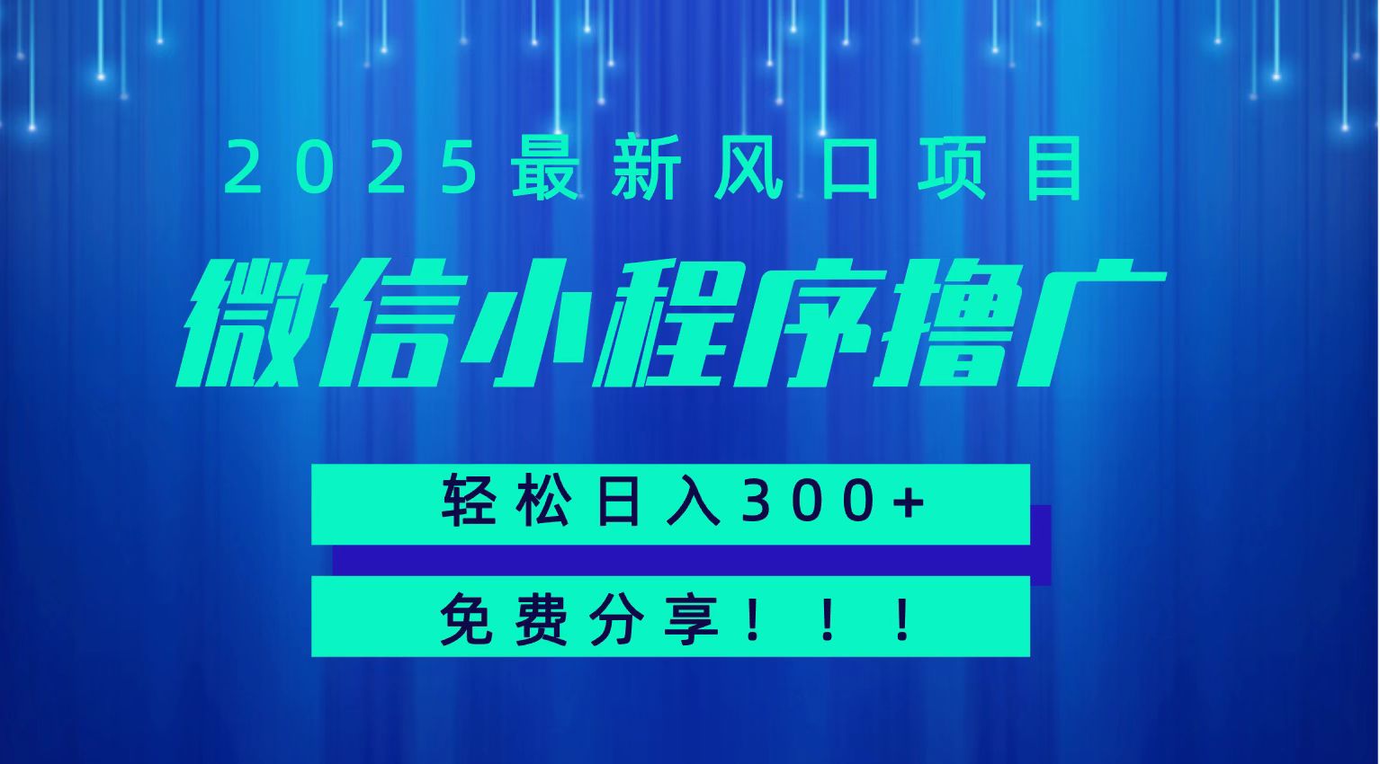 微信小程序撸广，最新风口项目，日入300+ 免费分享 可批量操作 小白可轻松上手！！-贝贝云网创