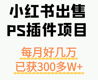 小红书出售PS插件项目，每月都收入好几万，长期操作已获利300多W+-贝贝云网创