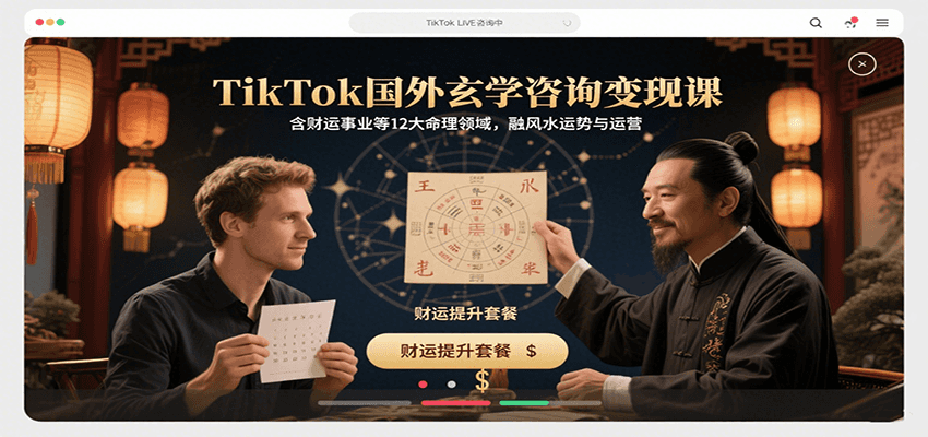 TikTok国外玄学咨询变现课，含财运事业等12大命理领域，融风水运势与运营-贝贝云网创
