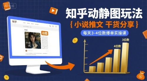 小说推文干货分享之知乎动静图玩法，每天3-4位数爆单实操课-贝贝云网创