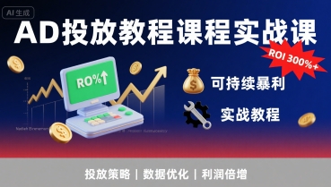 AD投放教程课程实战课，实现广告ROI300%+可持续暴利-贝贝云网创