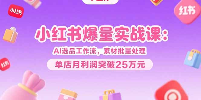 小红书爆量实战课：AI选品工作流，素材批量处理，单店月利润突破25万元-贝贝云网创