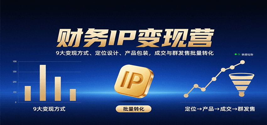 财务IP变现营：9大变现方式、定位设计、产品包装，成交与群发售批量转化-贝贝云网创