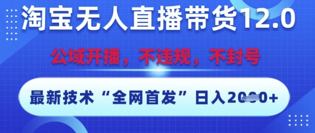 淘宝无人直播带货12.0，最新技术，不封号，不违规，操作简单，开播爆单，日入多张【揭秘】-贝贝云网创