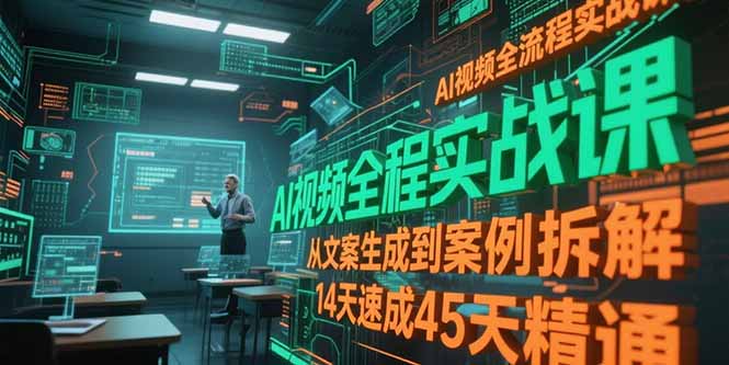 AI视频全流程实战课，从文案生成到案例拆解，14天速成45天精通-贝贝云网创