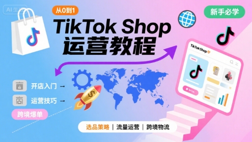TikTok Shop从0到1运营教程，TikTok跨境电商新手必学课程-贝贝云网创