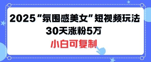不露脸也能火！2025“氛围感美女”短视频玩法，30天涨粉5W小白可复制-贝贝云网创
