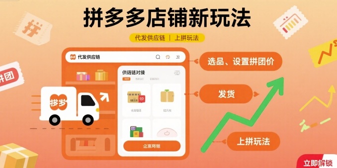 拼多多店铺新玩法，代发供应链上拼玩法-贝贝云网创