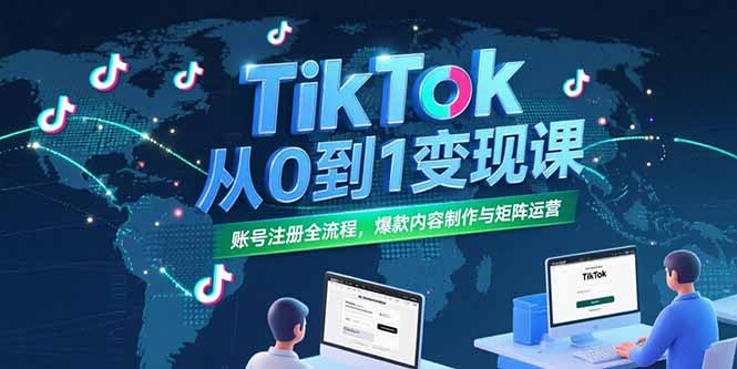 TikTok从0到1变现课，账号注册全流程，爆款内容制作与矩阵运营-贝贝云网创
