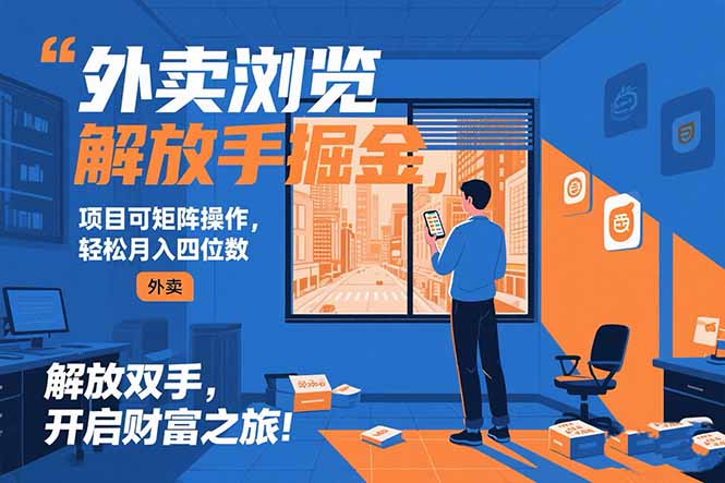 外卖浏览掘金项目 可矩阵操作 轻松日入500+-贝贝云网创