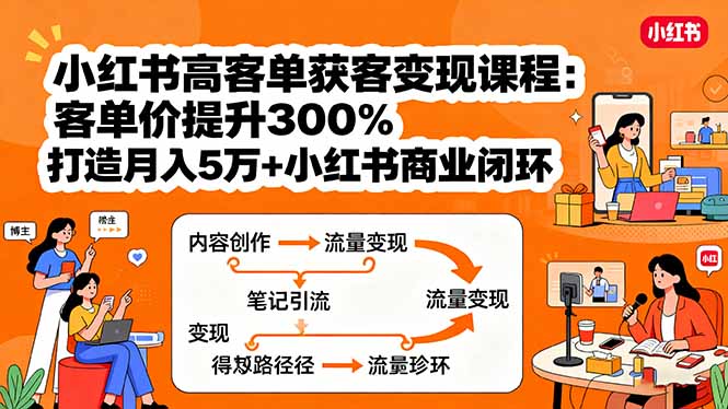 小红书高客单获客变现课程：客单价提升300%，打造月入10万+小红书商业闭环-贝贝云网创