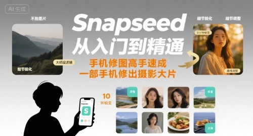 Snapseed从入门到精通，手机修图高手速成，一部手机就能修出摄影大片-贝贝云网创
