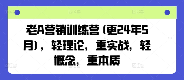 老A营销训练营(更25年7月)，轻理论，重实战，轻概念，重本质-贝贝云网创