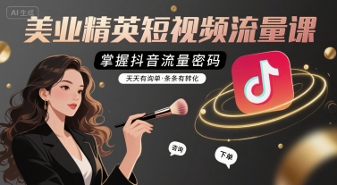 美业精英短视频流量课，掌握抖音流量密码，天天有询单，条条有转化-贝贝云网创
