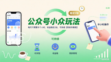 公众号小众玩法，每天只需要半个小时，收益稳定2张，可持续【附软件教程】-贝贝云网创