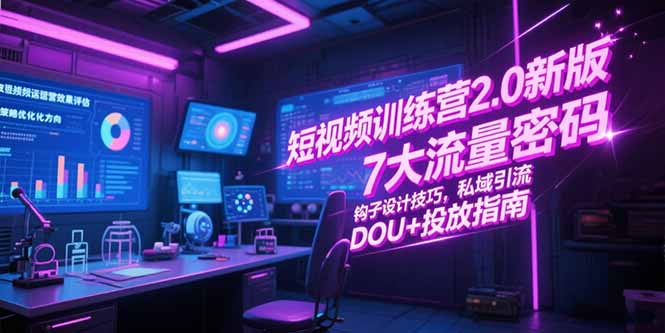 短视频训练营2.0新版，7大流量密码/钩子设计技巧/私域引流/DOU+投放指南-贝贝云网创