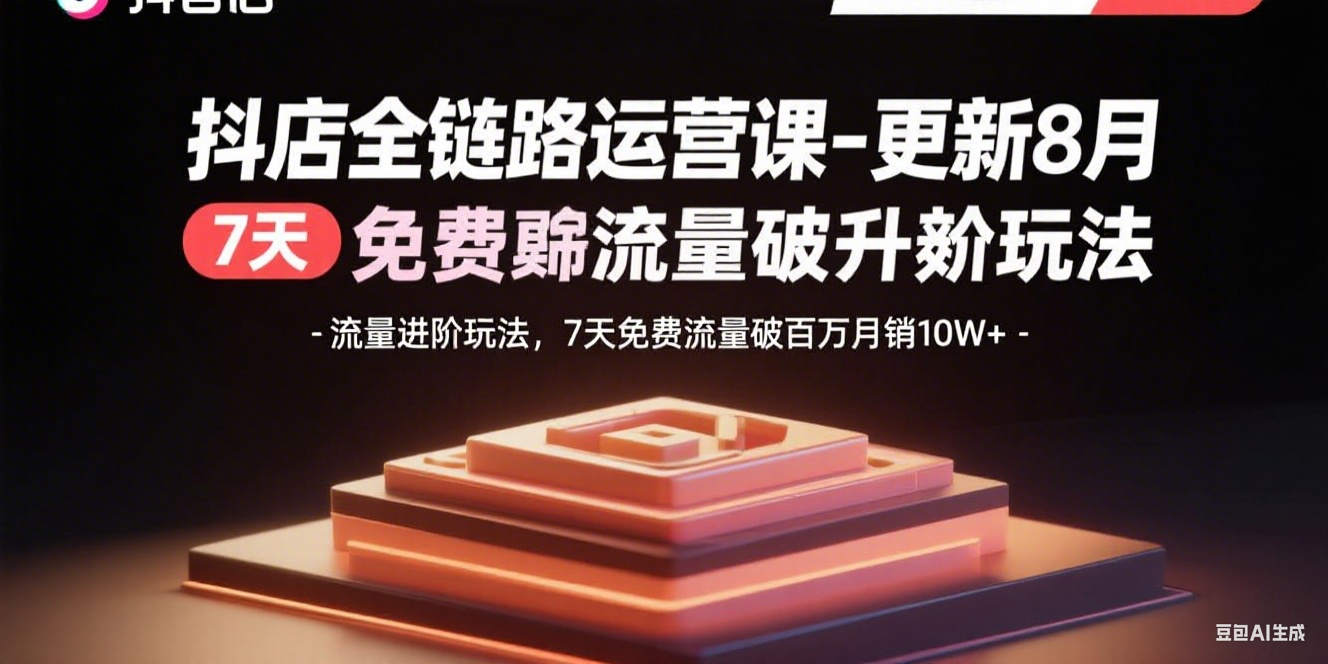 抖店全链路运营课-更新8月：流量进阶玩法，7天免费流量破百万月销10W+-贝贝云网创