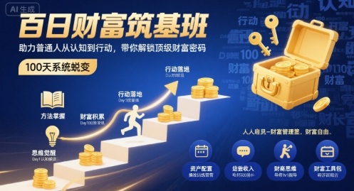 百日财富筑基班，助力普通人从认知到行动，带你解锁顶级财富密码-贝贝云网创