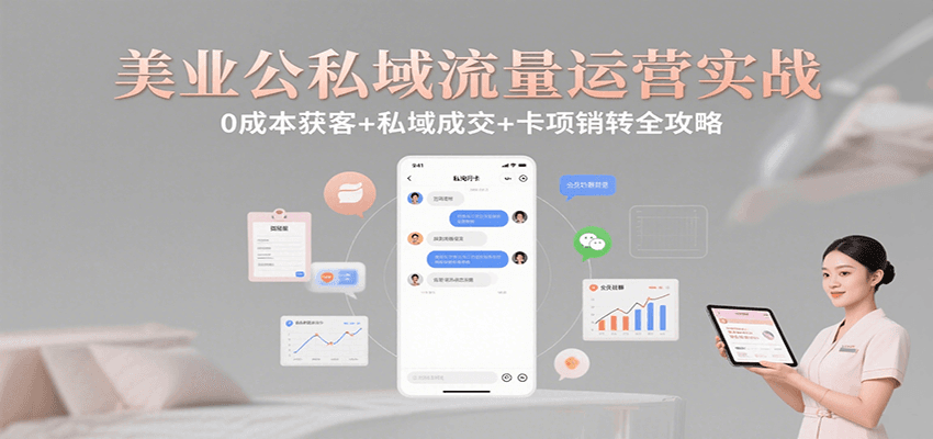 美业公私域流量运营实战：0成本获客+私域成交+卡项销转全攻略-贝贝云网创