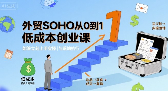 外贸SOHO从0到1低成本创业课，能够立刻上手实操与落地执行-贝贝云网创