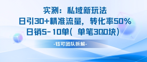 实测私域新玩法日引30加精准流量转化率50%日销5-10单每笔3张-贝贝云网创