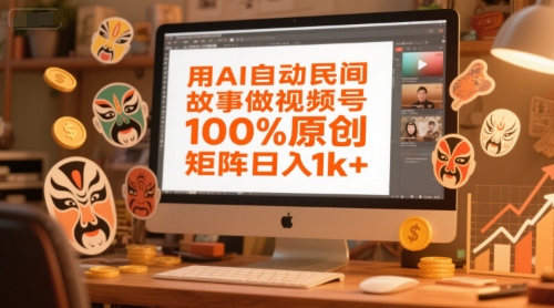 用AI自动民间故事做视频号，100%原创，矩阵日入1k+-贝贝云网创