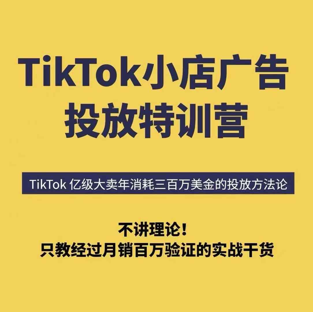 TikTok小店广告投放特训营，6天破局计划专治各种“投不动”，教你经过月销百万验证的实战干货-贝贝云网创
