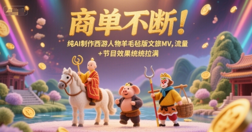 商单不断！纯AI制作西游人物羊毛毡版文旅MV，流量+节目效果统统拉满-贝贝云网创