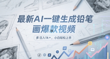 最新AI一键生成铅笔画爆款视频，多平台分发，日 入1k+，小白轻松上手【揭秘】-贝贝云网创