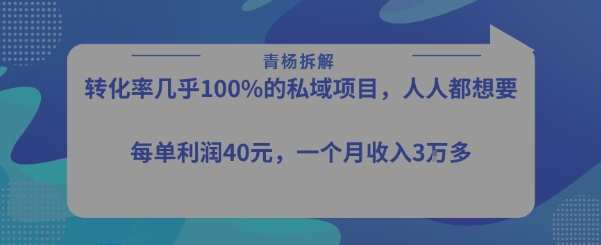 转化率最高的私域项目，每单利润40-50米，月入过1w-贝贝云网创