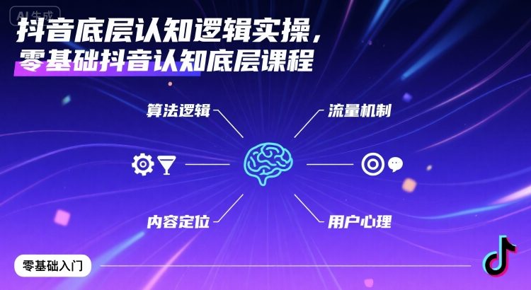 抖音底层认知逻辑实操，零基础抖音认知底层课程-贝贝云网创