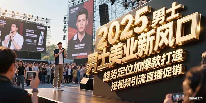 2025男士美业新风口，趋势定位加爆款打造，短视频引流直播促销-贝贝云网创