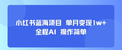 小红书蓝海项目 单月变现1w+ 全程AI 操作简单-贝贝云网创