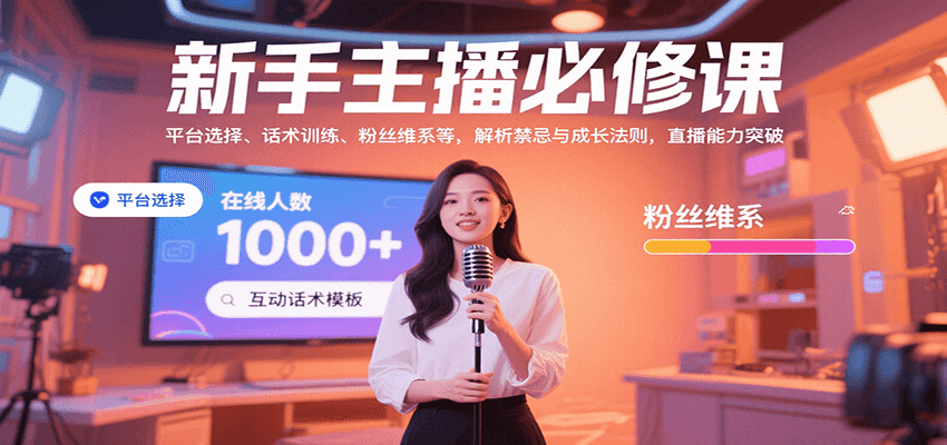 新手主播必修课：平台选择、话术训练、粉丝维系等，解析禁忌与成长法则，突破直播能力-贝贝云网创
