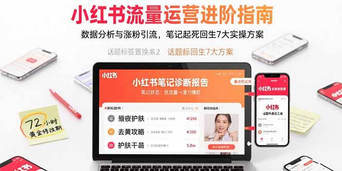 小红书流量运营进阶指南，数据分析与涨粉引流，笔记起死回生7大实操方案-贝贝云网创