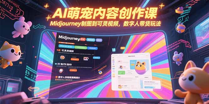 AI萌宠内容创作课，Midjourney制图到可灵视频，数字人带货玩法-贝贝云网创
