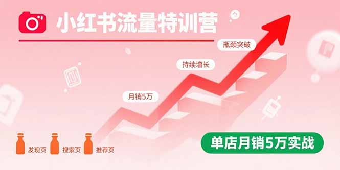 小红书流量特训营：突破流量瓶颈，实现店铺持续增长，单店月销5万实战-贝贝云网创
