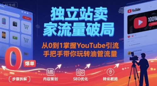 独立站卖家流量破局：从0到1掌握YouTube引流，手把手带你玩转油管流量-贝贝云网创