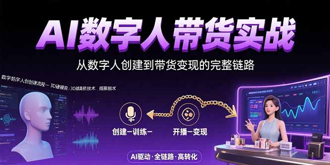 AI数字人+带货实战：从数字人创建到带货变现的完整链路-贝贝云网创