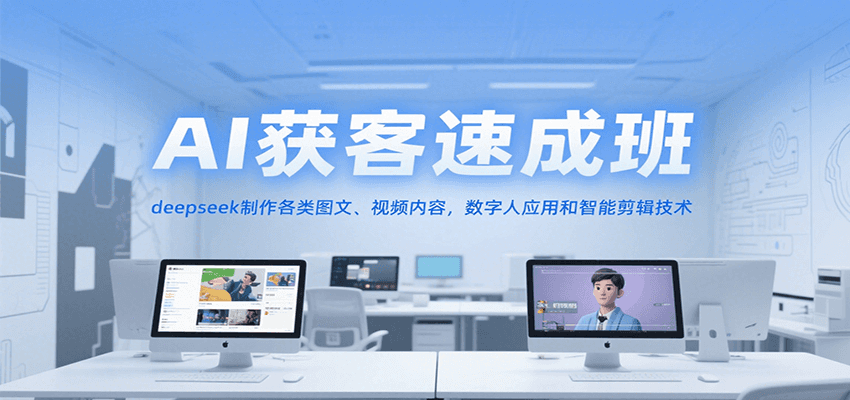 AI获客速成班，deepseek制作各类图文、视频内容，数字人应用和智能剪辑技术-贝贝云网创